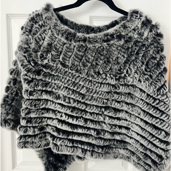 Rabbit Fur Poncho - Picture 1 of 3